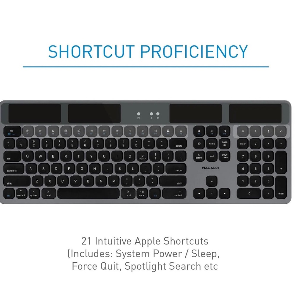 NEW Macally Solar Powered Bluetooth Keyboard NIB